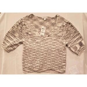 And Now This Knit Sweater Women's Size OX Cut Off Top 1/2 Sleeve V-Neck Macy's